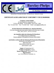 CE CERTIFICATION